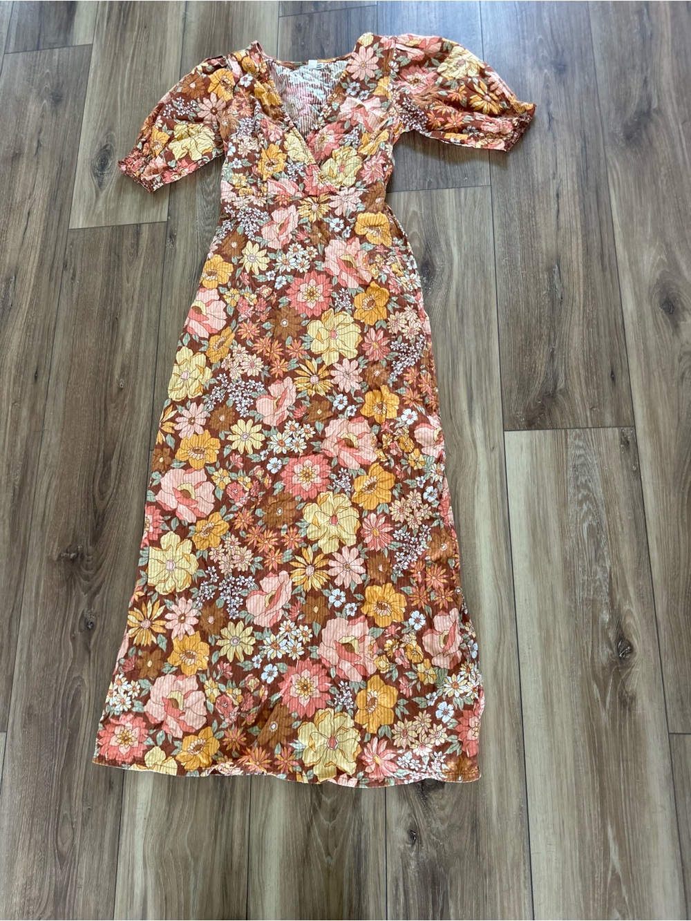 Billabong x the salty blonde puff sleeve seersucker maxi dress size XS - Picture 3 of 6